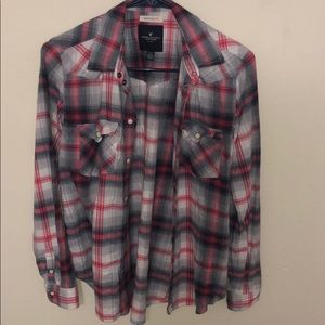 American Eagle boyfriend fit, thin flannel.